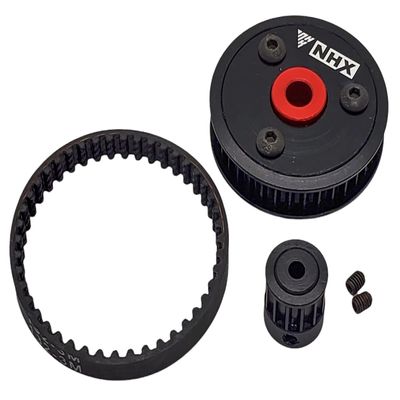 NHX RC Belt Drive Transmission Gear Kit : SCX10 II Gearbox (3.2mm Bore) - Black