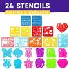 Altatac 24Pcs Kids Coloring Drawing Stencils 12 Pencils 4 Markers Sharpener Scissors Set view 2