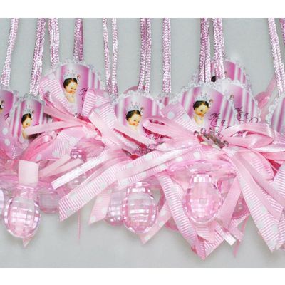 12 PCS Pacifier Crown Necklace Baby Shower Favor Prize Game Boy/Girl Decoration Recuerdos de Baby Shower (Pink)