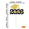 1 Pack Class of 2025 Cake Topper Glitter Congrats Grad Cap 2025 Graduation Cake Pick for 2025 Graduation Theme High School Boys Girls Graduate Party Cake Decorations Supplies Black Gold view 2