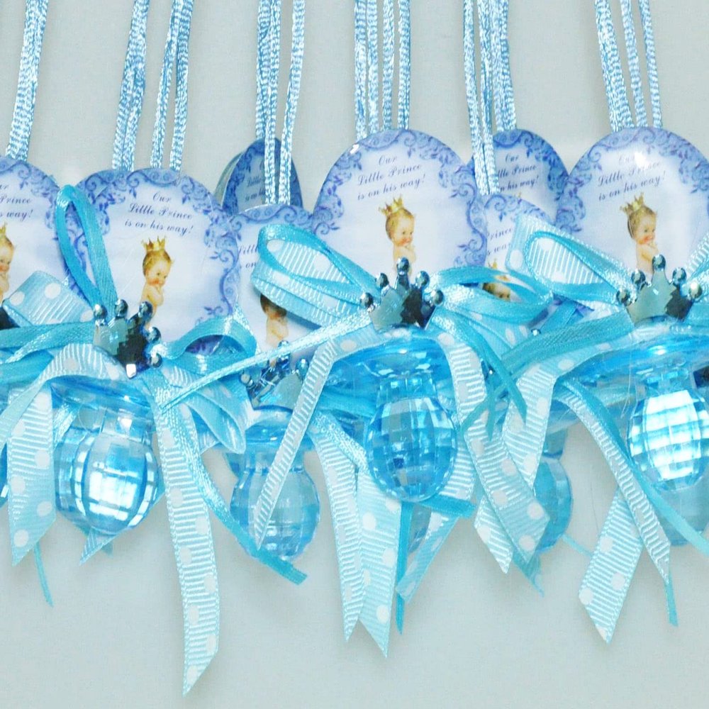 12 PCS Pacifier Crown Necklace Baby Shower Favor Prize Game Boy/Girl Decoration Recuerdos de Baby Shower (Blue)