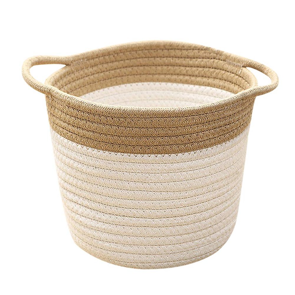 1pc Cotton Rope Storage Basket Desktop Organizer Woven Laundry Basket Fashion Design