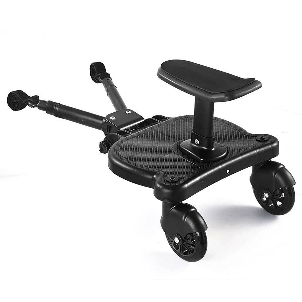 25Kg Baby Stroller Wheels Board with Detachable Seat,Stroller Glider Board Suitable, Auxiliary Pedal Adapter w/Seat Standing Board for Most Brands of Strollers, Holds Children Up to 55lbs