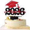 1 Pack Class of 2026 Cake Topper Glitter Congrats Grad Cap 2026 Graduation Cake Pick for 2026 Graduation Theme High School Boys Girls Graduate Party Cake Decorations Supplies Black Red view 1