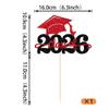 1 Pack Class of 2026 Cake Topper Glitter Congrats Grad Cap 2026 Graduation Cake Pick for 2026 Graduation Theme High School Boys Girls Graduate Party Cake Decorations Supplies Black Red view 2