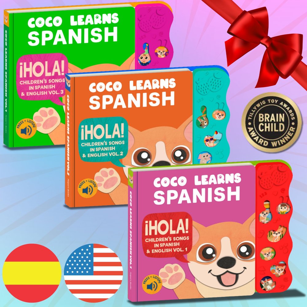 Coco Learns Spanish Bundle Deal, Spanish Toys for Toddlers 1-3, Spanish Baby Books, Bilingual Childrens Book, Baby Books 0-6 Months in Spanish, Libros En Espaol para Nios, Baby Musical Toys