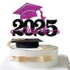 1 Pack Class of 2026 Cake Topper Glitter Congrats Grad Cap 2026 Graduation Cake Pick for 2026 Graduation Theme High School Boys Girls Graduate Party Cake Decorations Supplies Black Purple view 1