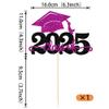 1 Pack Class of 2026 Cake Topper Glitter Congrats Grad Cap 2026 Graduation Cake Pick for 2026 Graduation Theme High School Boys Girls Graduate Party Cake Decorations Supplies Black Purple view 2