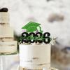 1 Pack Class of 2026 Cake Topper Glitter Congrats Grad Cap 2026 Graduation Cake Pick for 2026 Graduation Theme High School Boys Girls Graduate Party Cake Decorations Supplies Black Green view 4