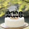 1 Pack Class of 2026 Cake Topper Glitter Congrats Grad Cap 2026 Graduation Cake Pick for 2026 Graduation Theme High School Boys Girls Graduate Party Cake Decorations Supplies Black Silver view 3