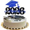 1 Pack Class of 2025 Cake Topper Glitter Congrats Grad Cap 2025 Graduation Cake Pick for 2025 Graduation Theme High School Boys Girls Graduate Party Cake Decorations Supplies Black Blue view 1