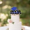 1 Pack Class of 2025 Cake Topper Glitter Congrats Grad Cap 2025 Graduation Cake Pick for 2025 Graduation Theme High School Boys Girls Graduate Party Cake Decorations Supplies Black Blue view 3