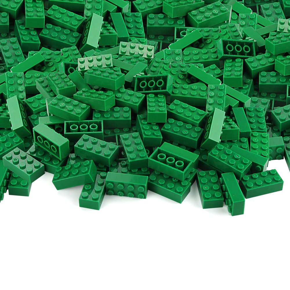 Feleph 320 Pieces 2x4 Green Bricks Building Classic Parts Creative Play Blocks Set Toy Accessories Combine with 3001 Major Brick Brands (Green)