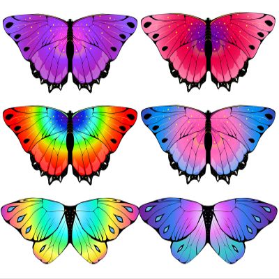 iROLEWIN 6 Pack Butterfly-Wings-Costume-Bulk for Toddler-Girls Kids Party, Fairy Dress Up Halloween Birthday Party-Favors-Supplies (multicolored)