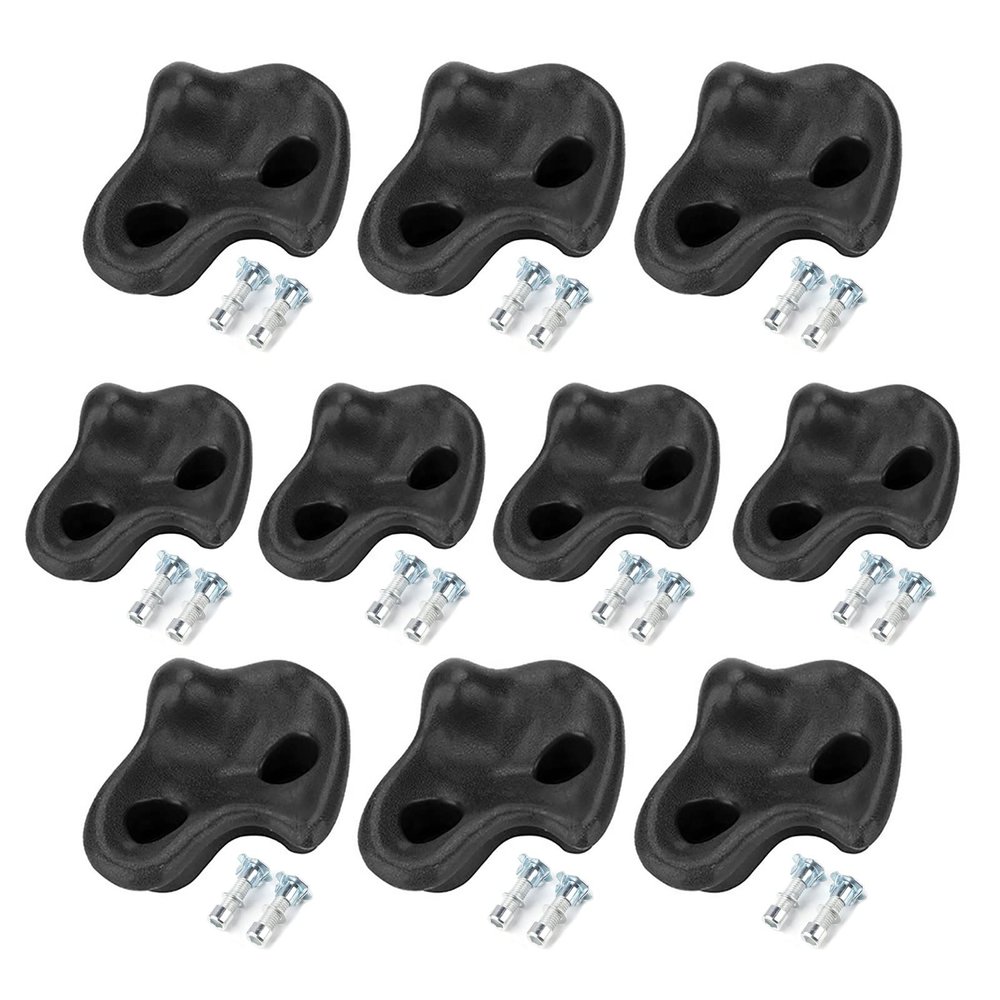 10PCS Plastic Rock Climbing Holds Set, DIY Tree Rock Climbing Holds for Kids & Adults Climber, Kids Indoor and Outdoor Play Set Use, Includes Mounting Screws.(black )