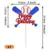 1 Pack Baseball Cake Topper Glitter Happy Birthday Sport Baseball Player Cake Picks Boys Girl Sports Theme Birthday Party Cupcake Decorations Supplies view 2