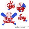 1 Pack Baseball Cake Topper Glitter Happy Birthday Sport Baseball Player Cake Picks Boys Girl Sports Theme Birthday Party Cupcake Decorations Supplies view 3