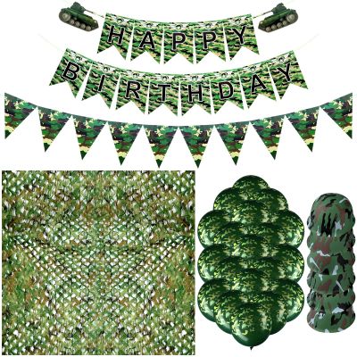 Army Birthday Party Supplies Camouflage Decorations Include Army Helmets Woodland Camouflage Netting Camo Birthday Banner Camo Balloons Plastic Hats Desert Net for Soldier Party Favors