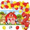 Farm Party Decorations 2nd Birthday Boys Girls Red Yellow Farm Animals Balloon Garland with 2nd Backdrop for Barnyard Farm Theme Birthday view 1