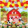 Farm Party Decorations 2nd Birthday Boys Girls Red Yellow Farm Animals Balloon Garland with 2nd Backdrop for Barnyard Farm Theme Birthday view 3