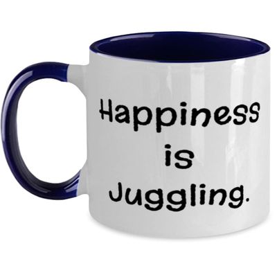 Happiness is Juggling. Two Tone 11oz Mug, Juggling Cup, Inappropriate For Juggling