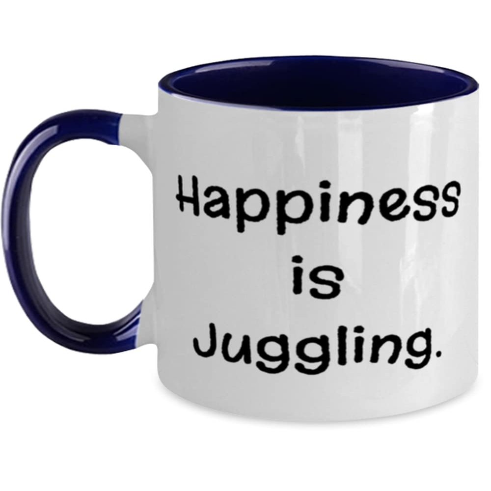 Happiness is Juggling. Two Tone 11oz Mug, Juggling Cup, Inappropriate For Juggling