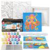 Arteza Kids Ocean Scenes Painting Kit, 4 Canvases 8 x 8 Inches, 24 Acrylic Paints, 4 Paint Brushes, 4 Palettes, Kids Activities Ages 6 and Up view 1