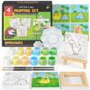 ARTEZA Kids Dinosaur Painting Kit, 4 Canvases 3 x 3 Inches, 4 Easels, 12 Acrylic Paints, 2 Paint Brushes, 1 Palette, Kids Activities for Ages 6 and Up view 1