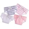 JC Toys Baby Doll 4 Pack Fabric Diapers | Washable, Reusable, Adjustable Eco Diapers | Fits Dolls 14 to 18 inch in Pink/White/Grey view 1