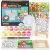 Arteza Kids Nature Painting Kit, 4 Canvases 3 x 3 Inches, 4 Easels, 12 Acrylic Paints, 2 Paint Brushes, 1 Palette, Kids Activities for Ages 6 and Up view 1