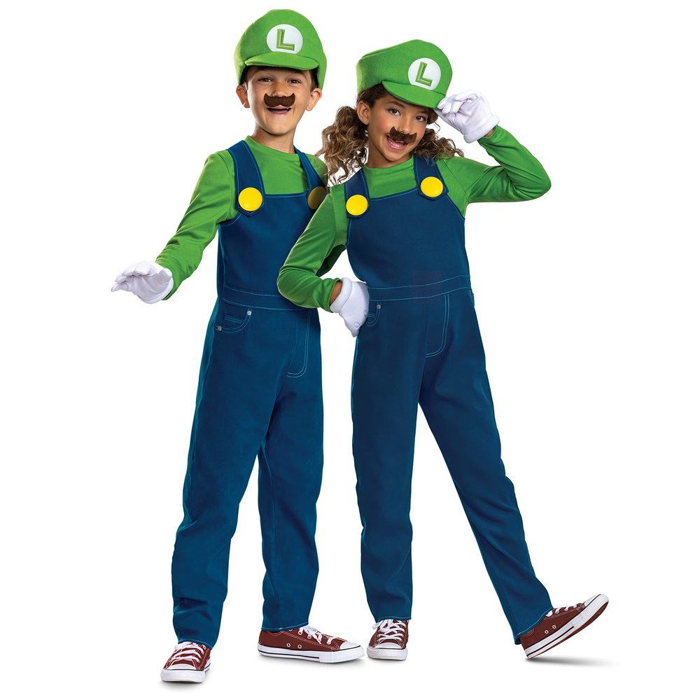 Disguise Luigi Costume for Kids, Official Super Mario Bros Costume and Accessories for Children, Size (4-6)