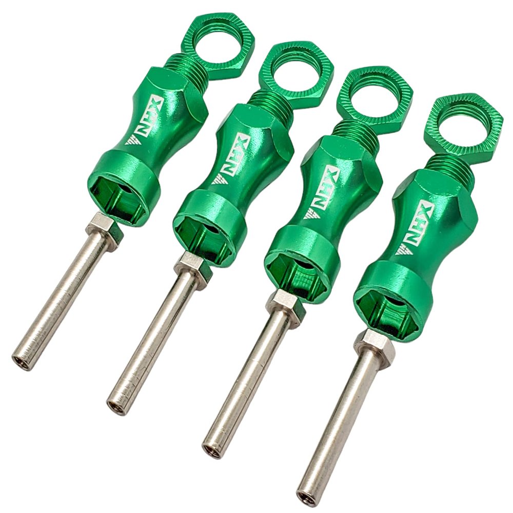NHX RC Wheel Hex Adaptor 12mm to 17mm (4pc) 30mm Offset Extender- Green