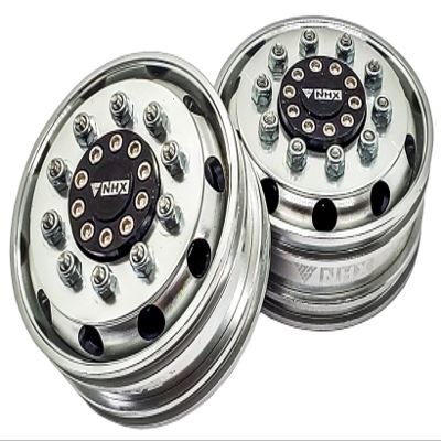 NHX V2 Aluminum Front Wheel Rim Silver for 1/14 Tamiya Tractor Trucks (BearingHubs)