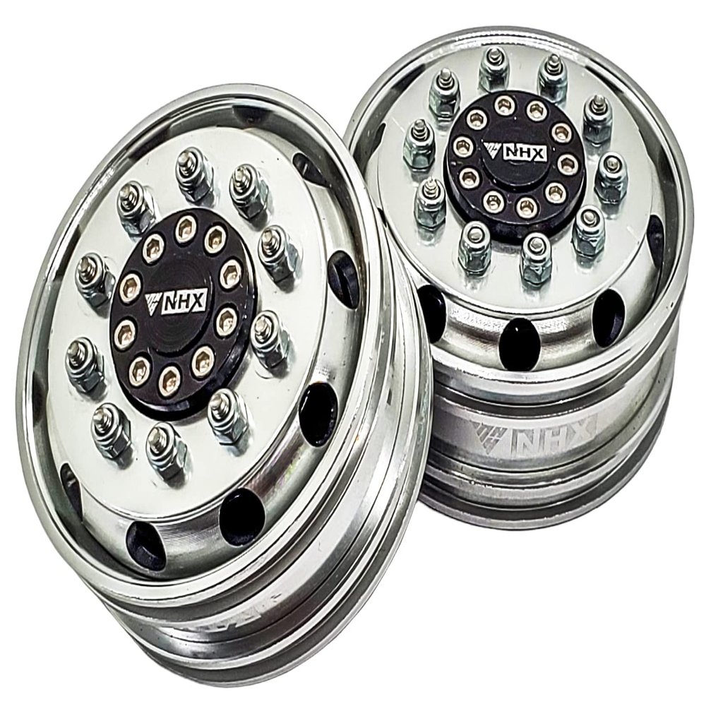 NHX V2 Aluminum Front Wheel Rim Silver for 1/14 Tamiya Tractor Trucks (BearingHubs)