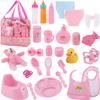 28 PCS Baby Doll Accessories Complete Car Set - Doll Feeding Pretend Playset for Kids, Girls with Magic Milk Bottles in a Storage Bag view 1