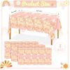 3 Pcs Two Groovy Table Cloth Tablecloths Groovy Table Covers Party Decorations Retro Hippie Boho Daisy Flower Bohemian Plastic Table Cloth Cover 60's Disposable Rainbow 54x108 Inches (Two Groovy) view 2