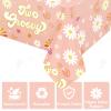 3 Pcs Two Groovy Table Cloth Tablecloths Groovy Table Covers Party Decorations Retro Hippie Boho Daisy Flower Bohemian Plastic Table Cloth Cover 60's Disposable Rainbow 54x108 Inches (Two Groovy) view 4