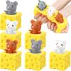 Chivao 6 Pack Cheese Toy Stress Rat Toy Mice in Cheese Sensory Anxiety Relief Office Ball Fidget for Birthday Stress Relief Gifts Party Favors, Grey Brown White view 1