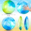 Deekin 2 Pcs 15 Inch 18 Inch Marbleized Bouncy Balls Large Inflatable Rubber Sensory Ball for Playground Outdoor Water(15 Inches,Blue and Green) view 2
