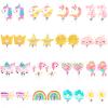 16 Pairs Kids Clip on Earrings for Girls Cute Unicorn Mermaid Non Pierced Clip on Earrings for Kid Little Girl(Exquisite Style) view 1