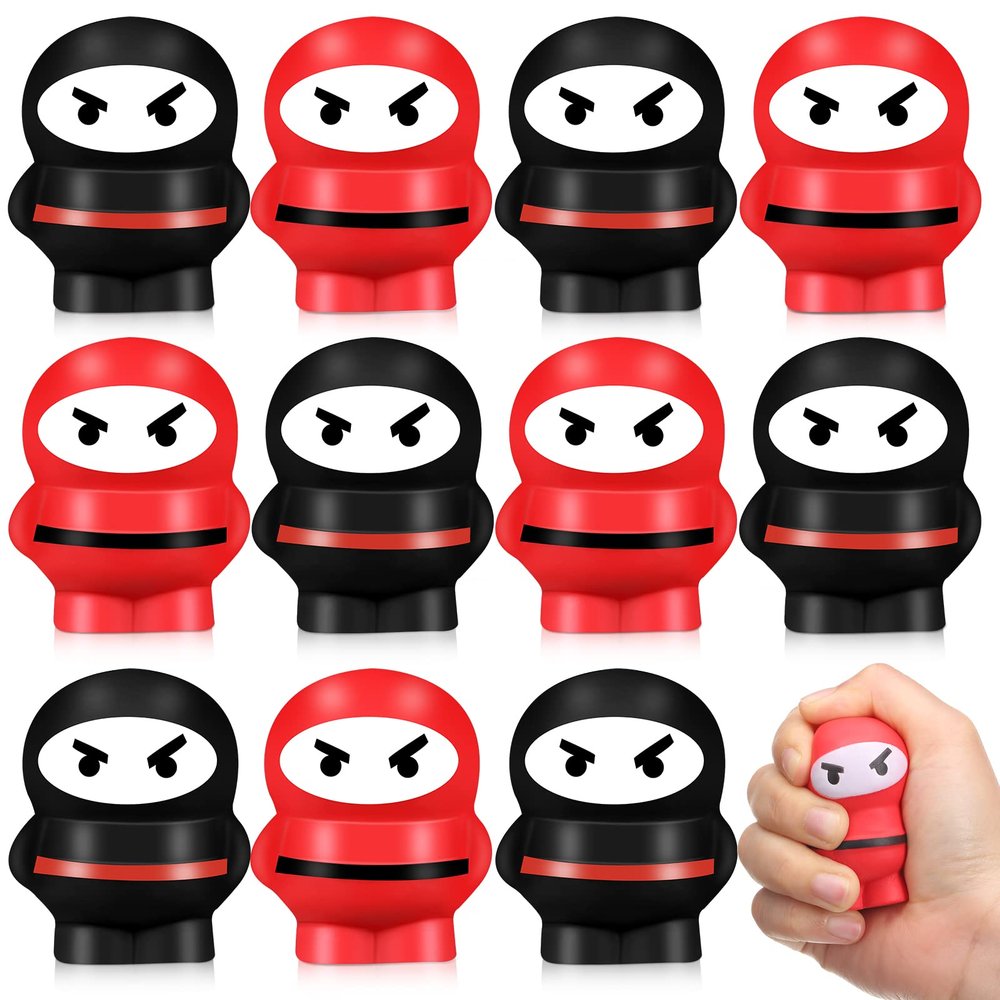 Jerify 12 Pieces Ninja Stress Balls Ninja Party Favors Warriors Fighters Figures Stress Toys Soft Funny Slow Rising Toys for Birthday Party Favors Supplies