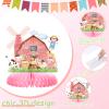 10 Pcs Pink Farm Animals birthday Party Supplies Girl Pink Barnyard Decorations Farm Animal Honeycomb Centerpiece for Table Baby Shower Party Decorations view 4