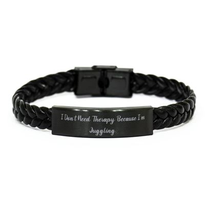 Krumfortable Living Juggling for Friends, I Don't Need Therapy Because I'm Juggling., Reusable Juggling Braided Leather Bracelet, from