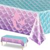 Jectivs 1Pcs Mermaid Birthday Party Tablecloth Decorations,Disposable Plastic Table Cover for Princess Under The Sea Baby Shower Themed Kids Birthday Party Supplies,108x54 Inch view 1