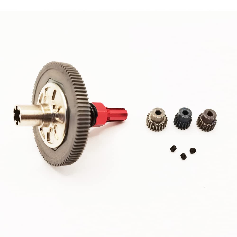 Steel 91T 48DP Spur Gear Slipper Clutch Set Differential Gear and 21T 19T 17T Pinions Gear Set for Arrma Senton MEGA 550 Granite MEGA 550 Typhon MEGA 550 Upgrade Parts, Replacement for ARA311030 (Red)