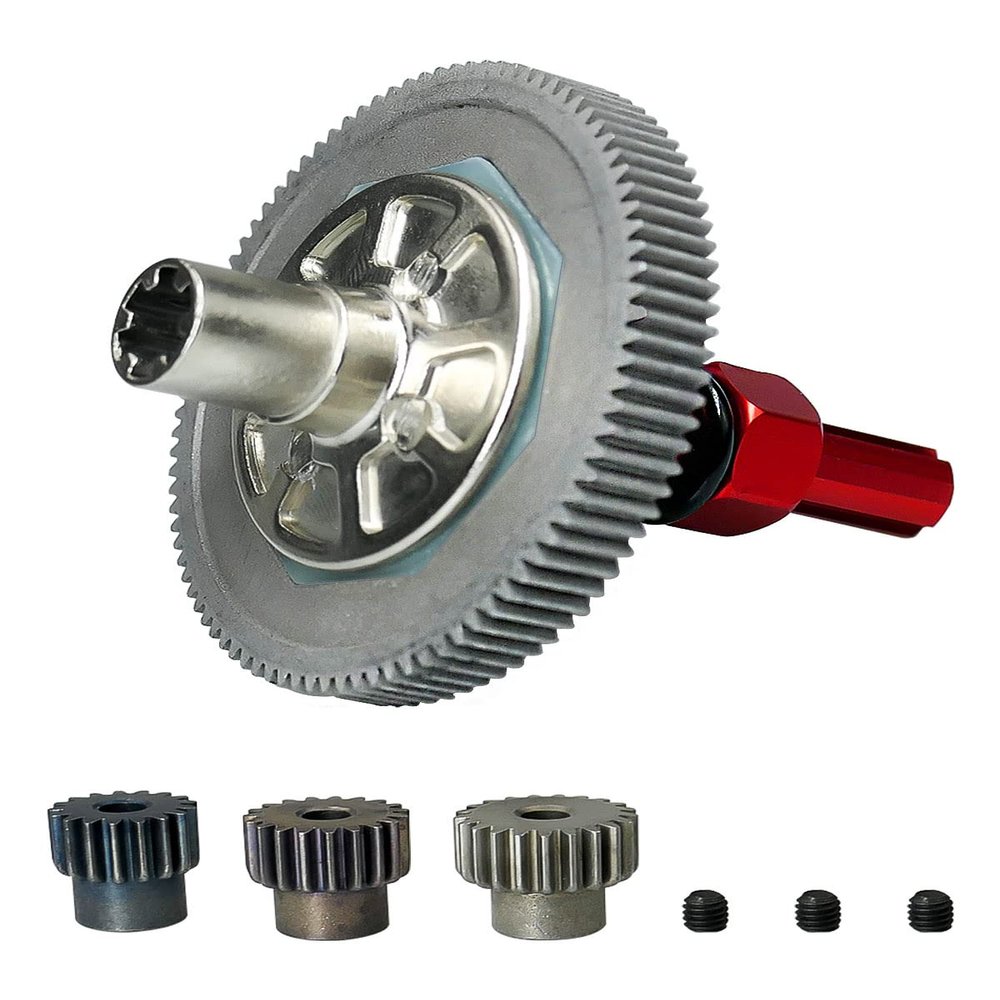 91T Spur Gear Slipper Clutch Set Upgrades Part Compatible with 1/10 Arrma Granite 4X4 550, Senton 4X4 550, Typhon 4X4 550, 91T 48DP Spur Differential Gear and 17T 19T 21T Pinions Gear Set, Red