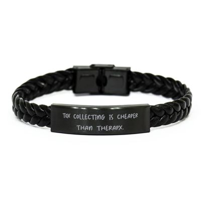Toy Collecting for Friends, Toy Collecting is Cheaper Than Therapy, Love Toy Collecting Braided Leather Bracelet, from