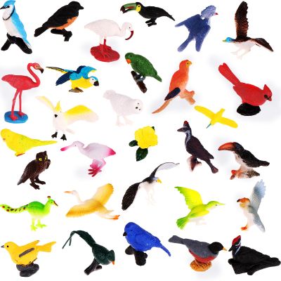 30 Pieces Realistic Bird Animals Figurines Mini Bird Animal Figures Model Cake Toppers Plastic Birda Figures Simulated Toucan Ostrich Owl Flamingo Parrot Etc. Birds Figurines Garden Plant Ornaments