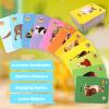 52 Pcs Toddler Land Animals Flash Cards Gift for Kids Wild Forest Animals Sight Words with Pictures Preschool Flash Cards Learning Activities Cards with Ring (Land Animals) view 3