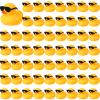 Chivao 60 Pcs Mini Rubber Duck in Bulk with 60 Sunglasses, Small Yellow Rubber Duck Gifts Bath Float Bathtub Toys for Cruise Baby Shower Christmas Decoration Birthday Party Favors Supplies view 1